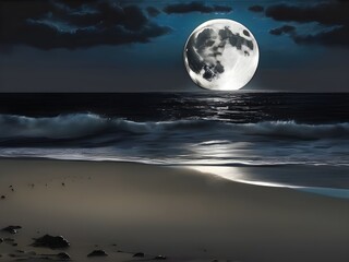 Wall Mural - moon over the ocean