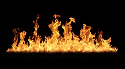 Leinwandbilder - Dramatic fiery flames blazing ferociously in the dark abstract background  Intense vivid and powerful fire element with motion and energy