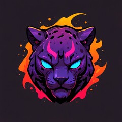 Wall Mural - Fiery Jaguar Head: A Stunning Digital Art