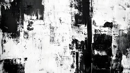 Poster - Dramatic Monochrome Abstract Art with Textured Brushstrokes and Splattered Paint