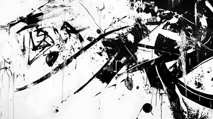 Poster - Dramatic Monochrome Abstract Paint Splatter Texture Background with Fluid Chaotic Motion