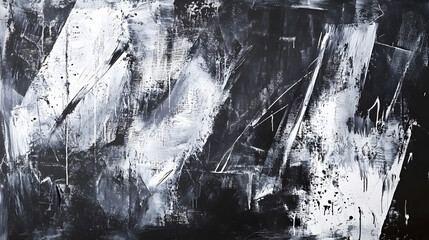 Aufkleber - Dramatic Monochrome Abstract Painting with Expressive Brushstrokes and Textural Elements