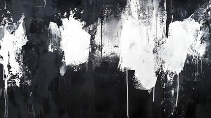 Leinwandbilder - Dramatic Monochrome Abstract Painting with Fluid Brushstrokes and Dripping Textures   Captivating Expression in Black and White