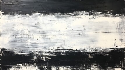 Fototapete - Dramatic Monochrome Abstract Painting with Minimalist Brush Strokes on Canvas