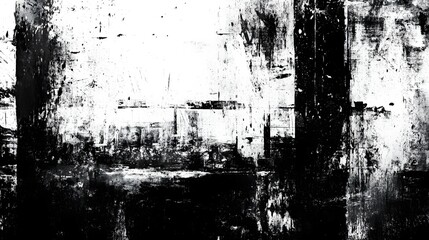 Aufkleber - Dramatic moody and atmospheric black and white cityscape featuring towering skyscrapers and buildings with mysterious high contrast lighting that creates a sense of mystery foreboding