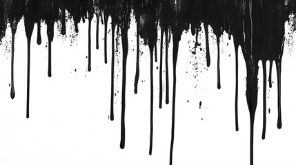 Fototapete - Dramatic moody black and white abstract background with flowing oozing paint drips and splatters  Experimental grungy contemporary texture  Captivating visually striking design element