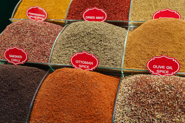 Wall Mural - Spices on sale at the Spice Bazaar, a covered market in Istanbul