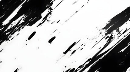Poster - Dynamic Abstract Monochrome Painted Composition with Contrasting Brush Strokes