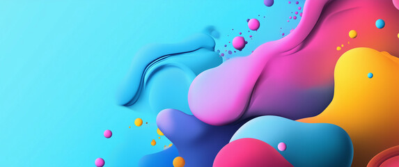 Wall Mural - vibrant abstract fluid shapes on blue background