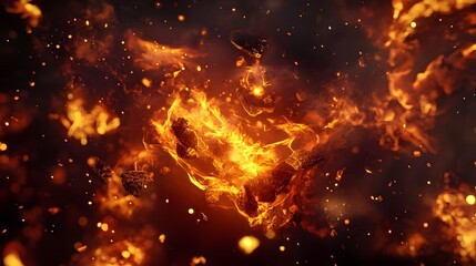 Leinwandbilder - Explosive fiery fractal energy eruption bursting with dramatic intensity and vibrant motion  Captivating digital abstraction of a powerful chaotic and spectacular natural phenomenon