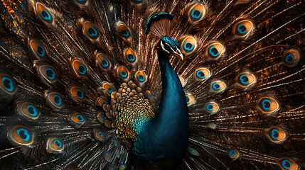 Canvas Print - peacock feather close up