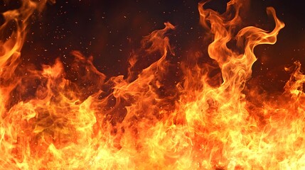 Leinwandbilder - Intense Flames of a Dramatic Fiery Inferno with Turbulent Movements and Fiery Glowing Embers in the Background  Powerful and Forceful Fire Burning with Scorching Heat and Orange Red and Yellow Colors