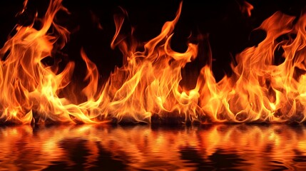 Poster - Intense Inferno of Scorching Flames Engulfing the Night Sky in a Fiery Blaze of Destructive Energy  Apocalyptic Wildfire Consuming Everything in its Path with Searing Intensity