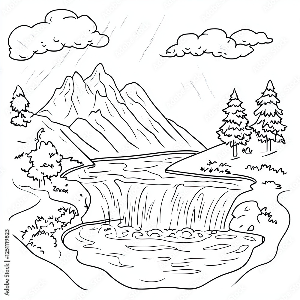 educational-water-cycle-diagram-for-kids-printable-coloring-sheet-stock
