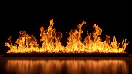 Poster - Mesmerizing Flames Engulfing Vast Expanse in Dramatic Fiery Display   Captivating image of a raging fire with intense