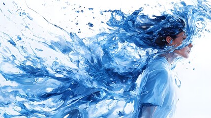 Poster - Powerful Water Splash with Dynamic Energy and Motion in Surreal Abstract Scene  Energetic Fluid Dynamics and Chaotic Liquid Explosion Effect with Blurred Droplets and Splashing Waves