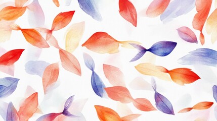 Wall Mural - Highlighting fresh watercolor leaves pattern nature digital artwork artistic environment aesthetic viewpoint botanical concept