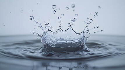Leinwandbilder - Splashing water droplets creating a beautiful crown shaped splash against a calm water surface  The image showcases the dynamic and mesmerizing movement of water