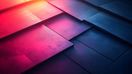 Poster - Striking geometric abstract background with 3D shapes modern minimal design vibrant neon gradient colors and a futuristic conceptual visual composition