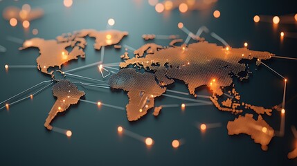 Wall Mural - a world map with lines and arrows representing global trade routes and interconnectedness of the wor