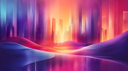 Leinwandbilder - Stunning futuristic landscape with a vibrant colorful cityscape illuminated by neon lights and a glowing digital atmosphere  This creative sci fi inspired evokes a sense of wonder technology