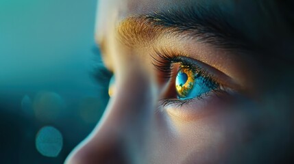 Wall Mural - A close up shot of a child eyes filled with hope, representing the potential for a brighter future for vulnerable communities.