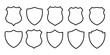 © Jakiya Graphics - Security Shield Vector Line Icon Set. Security shield outline symbol. badge outline. heraldic outline. crest outline.