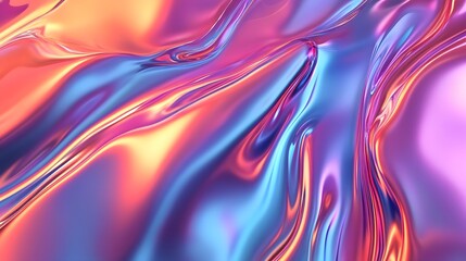 Leinwandbilder - Vibrant Fluid Motion Abstract Digital Art Background with Colorful Gradient Waves  Captivating and mesmerizing abstract design with dynamic shimmering and prismatic color effects