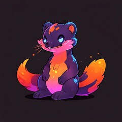 Wall Mural - Vibrant Neon Ferret Digital Art