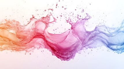Aufkleber - Vibrant Liquid Splash of Multicolored Paint in Dynamic Motion Forming Abstract Swirls and Waves  This mesmerizing digital artwork features a striking blend of fluid colors