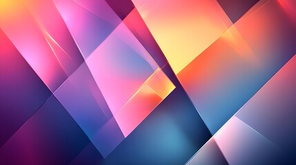 Aufkleber - Visually striking abstract digital artwork featuring a dynamic composition of overlapping interlocking geometric shapes in a vibrant spectrum of colors and gradient backgrounds