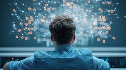 Wall Mural - a control room in a smart factory, with engineers monitoring production data and managing automated 
