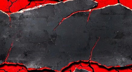 Wall Mural - the wallpaper background is black with abstract red cracks , isolated on white background, , copy sp