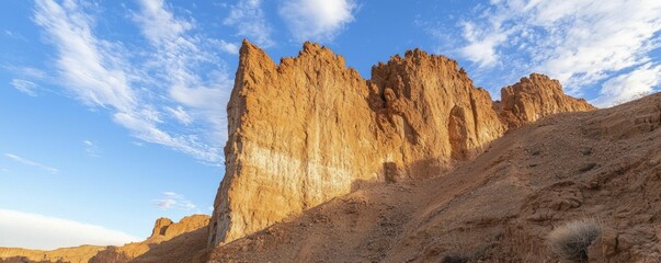 Sticker - Ancient rock formations rise against a vivid sunset sky, revealing patterns and hues that tell stories of ages long past.