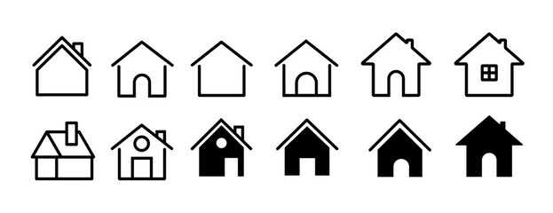 Poster - Home icHome button icons set. Home page icon. Simple house symbols.ons
