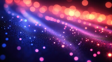 A vibrant digital landscape featuring flowing streams of binary code (ones and zeros) against a blurred,