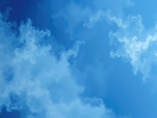 Wall Mural - Abstract blue background with swirling clouds of white and gray mist, evoking a sense of ethereal mystery, serene, serene, soothing