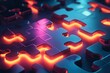 © Nico - Glowing Puzzle Pieces in a Dark Background with Neon Highlights Creating a Vibrant Composition