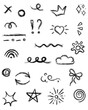 © Elena - Set of Black Grunge Scribble Elements, Hand Drawn Doodles, Icon, Scribble Drawn with Pen, Sketch