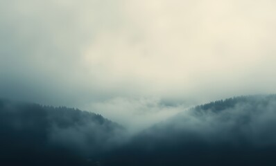 Wall Mural - Misty mountains under a gray sky