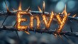 © Topuria Design - Envy ignites with glowing orange thorns and fierce flames, illustrating the destructive essence of this intense emotion often linked to jealousy and resentment