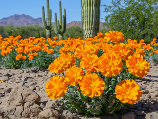 Canvas Print -  desert marigold resilience in arizona