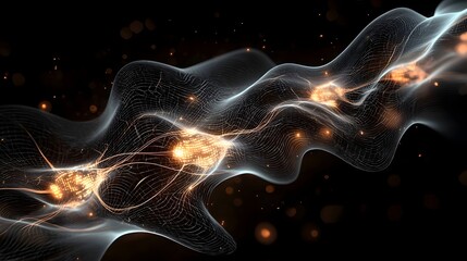 Wall Mural - mesmerizing abstract visualization depicting the intricate processes of a neural network analyzing a