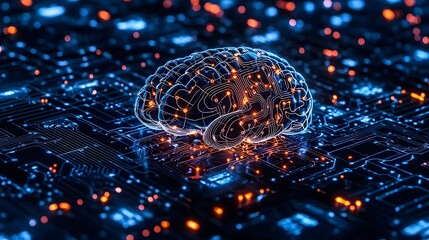 Wall Mural - captivating digital art showcasing a high tech neural network interface glowing and pulsating within