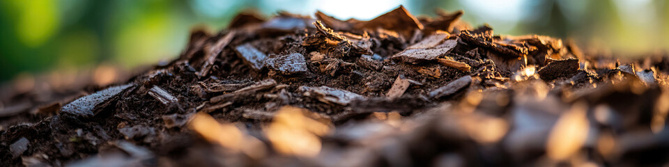 Wall Mural - Pile of Dark Brown Wood Chips