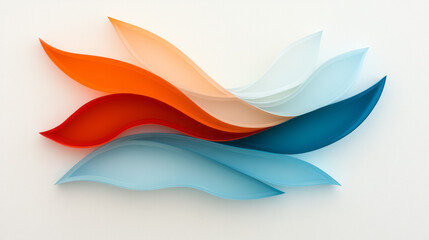 Wall Mural - A sophisticated arrangement of curved teal and orange strands, each reflecting faint luminous