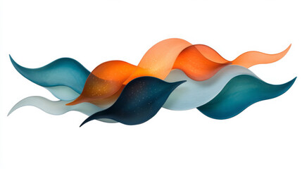 Wall Mural - A sophisticated arrangement of curved teal and orange strands, each reflecting faint luminous