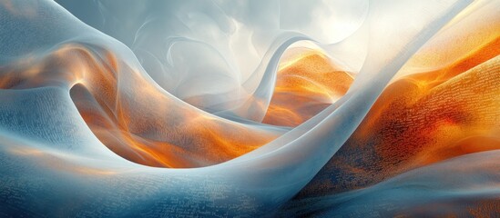 Sticker - Abstract swirling orange blue digital landscape; bright background; website banner