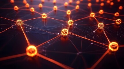 Wall Mural - conceptual deep learning system highlighted by glowing and interconnected spheres representing the c
