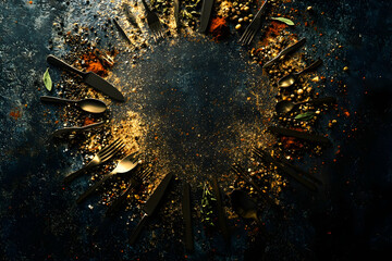 Wall Mural - the background is made of spices, herbs